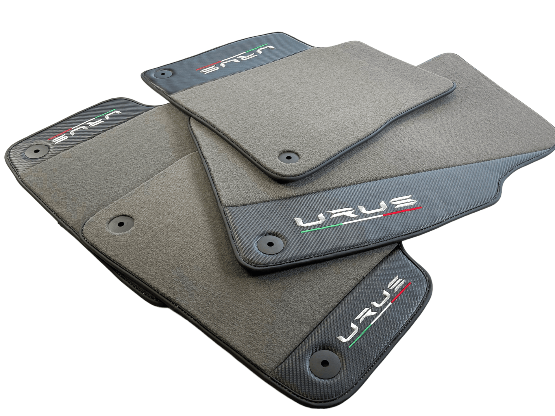 Gray Floor Mats For Lamborghini Urus With Carbon Leather - AutoWin
