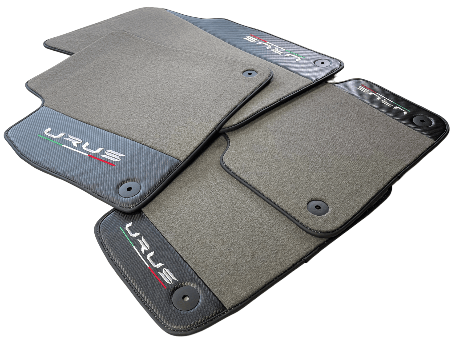 Gray Floor Mats For Lamborghini Urus With Carbon Leather - AutoWin