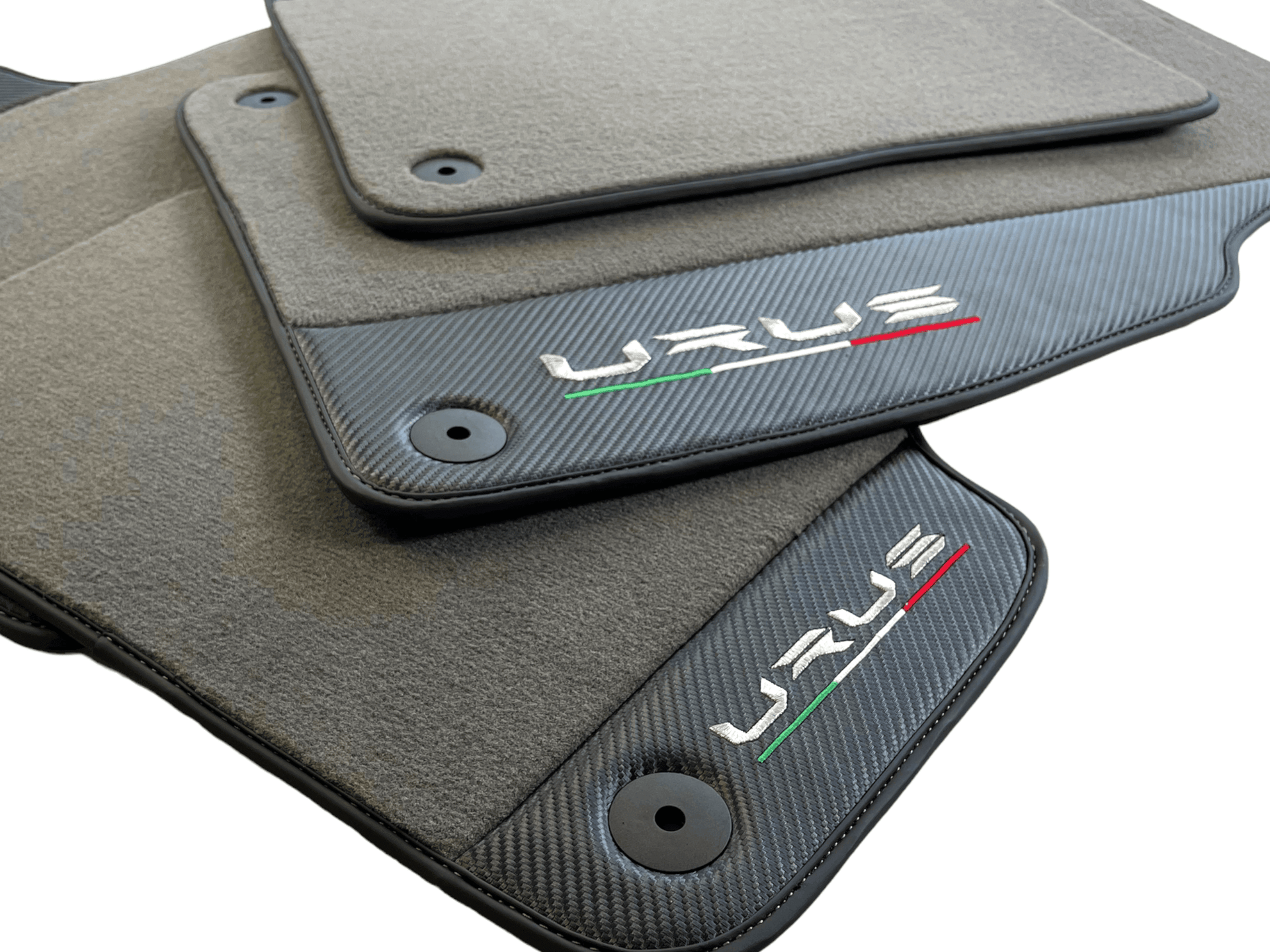 Gray Floor Mats For Lamborghini Urus With Carbon Leather - AutoWin