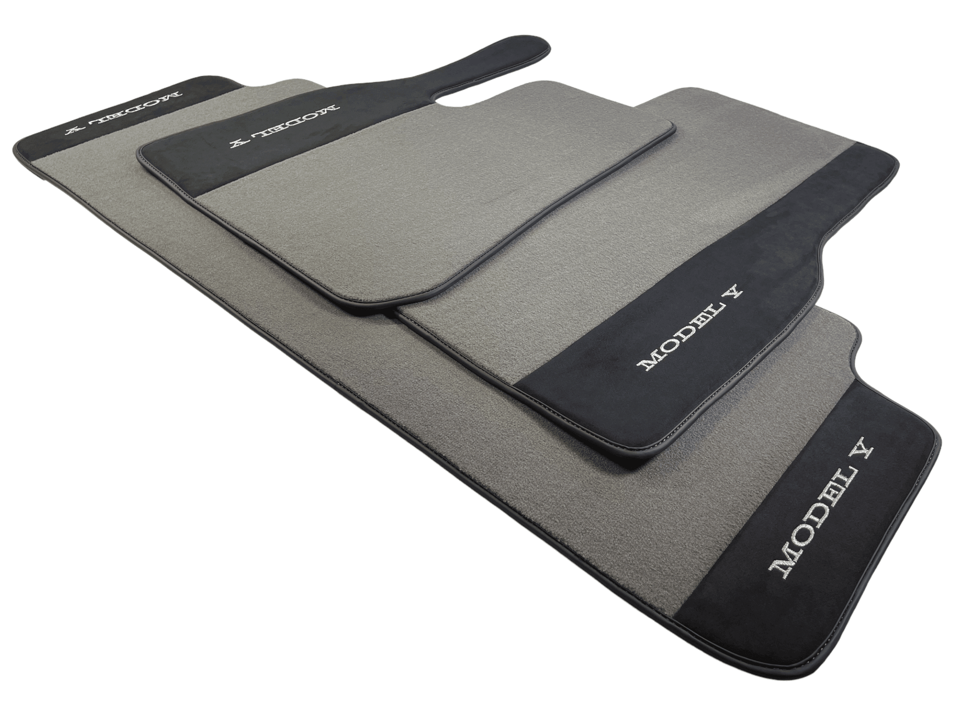 Gray Floor Mats For Tesla Model Y With Alcantara Leather - AutoWin