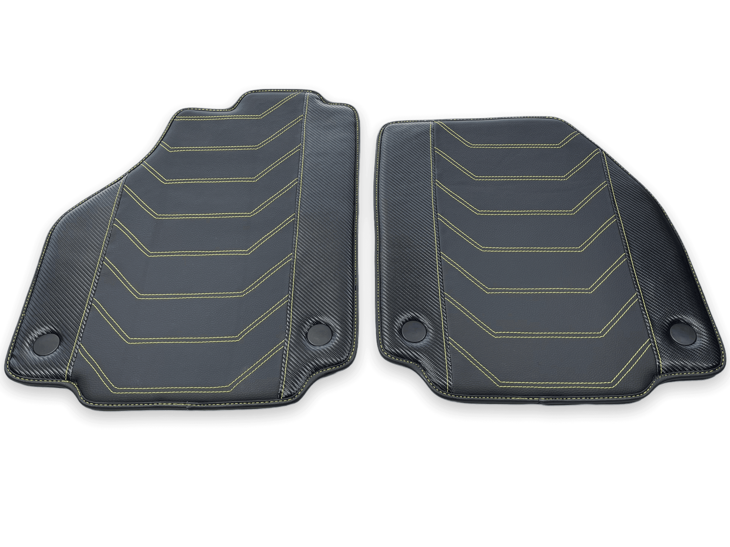 Leather Floor Mats For Ferrari 488 Spider 2016-2022 Yellow Sewing - AutoWin