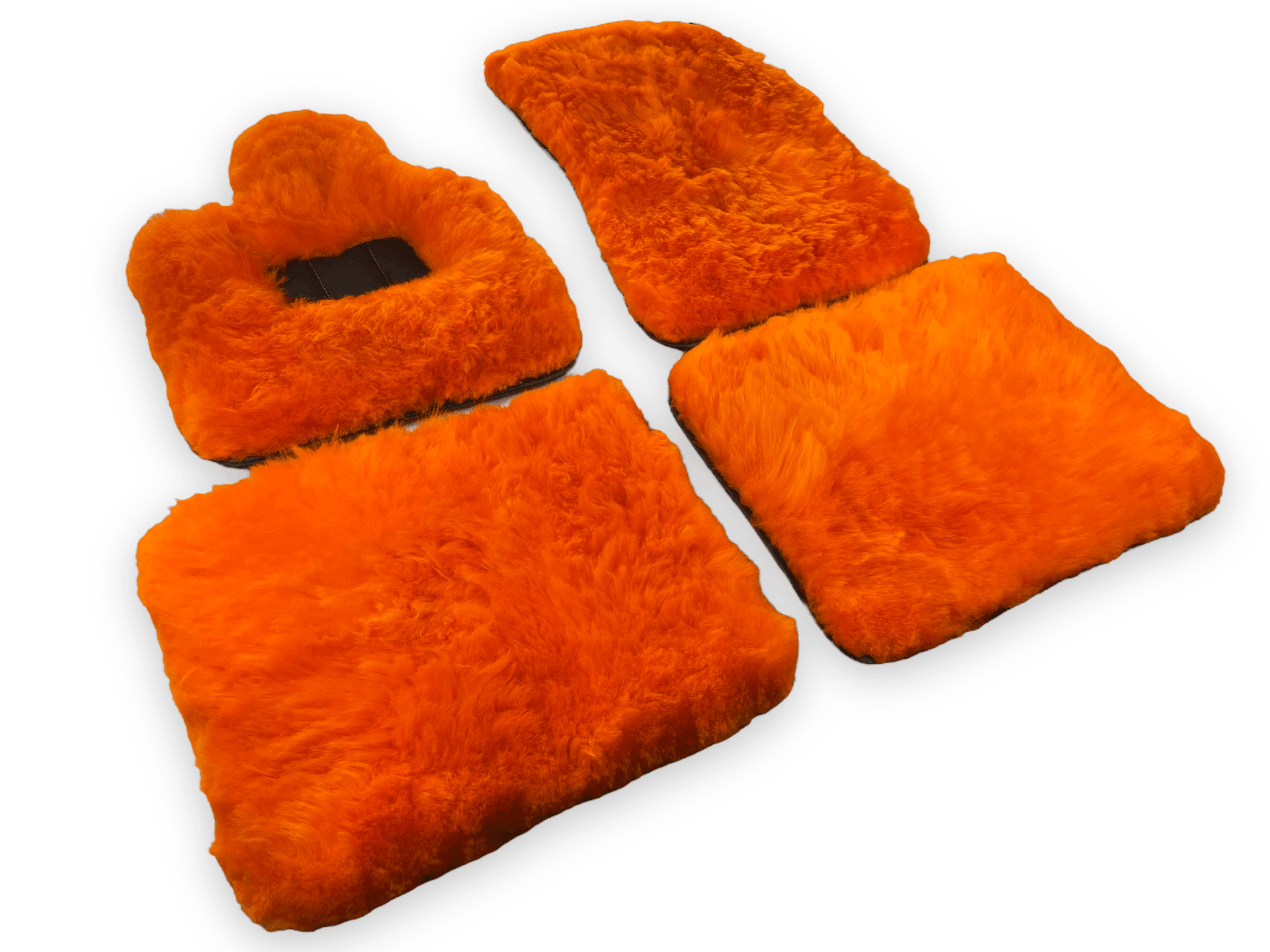 Orange Sheepskin Floor Mats For Rolls Royce Cullinan Rr31 2018-2023 Er56 Design Brand - AutoWin