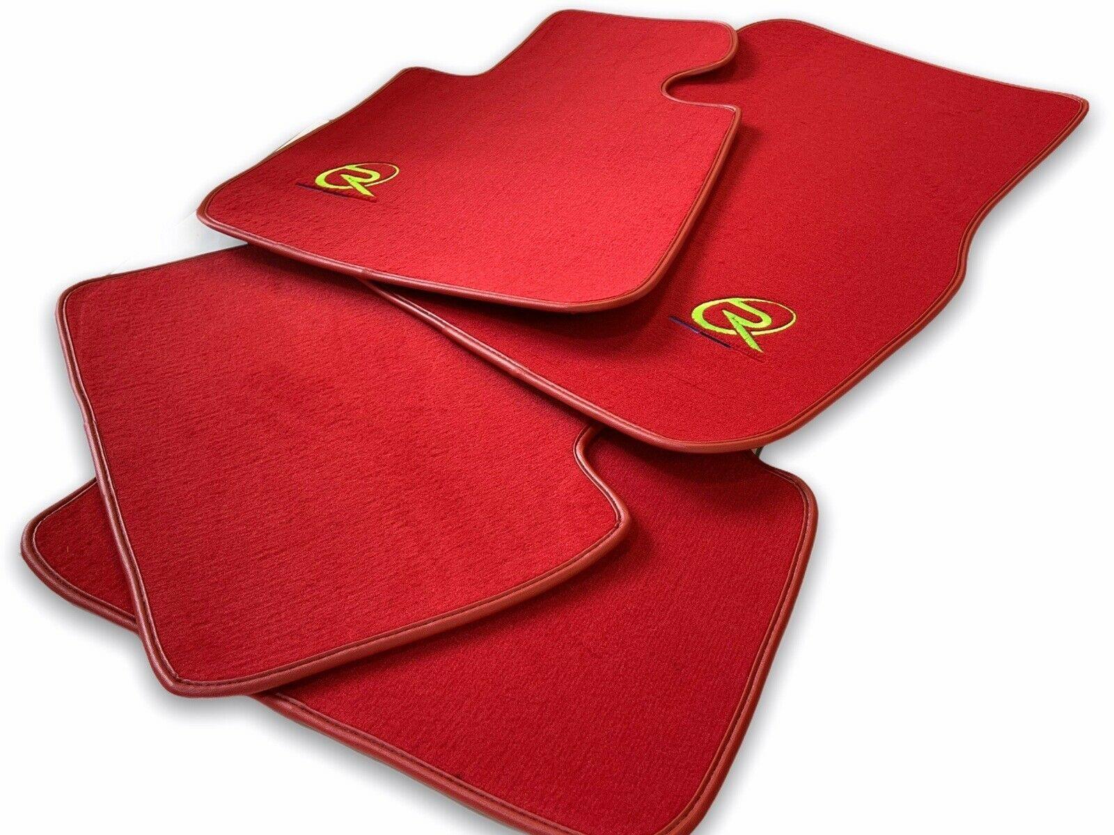 Red Floor Mats For BMW M4 G82 Coupe ROVBUT Brand Tailored Set Perfect Fit Green SNIP Collection - AutoWin