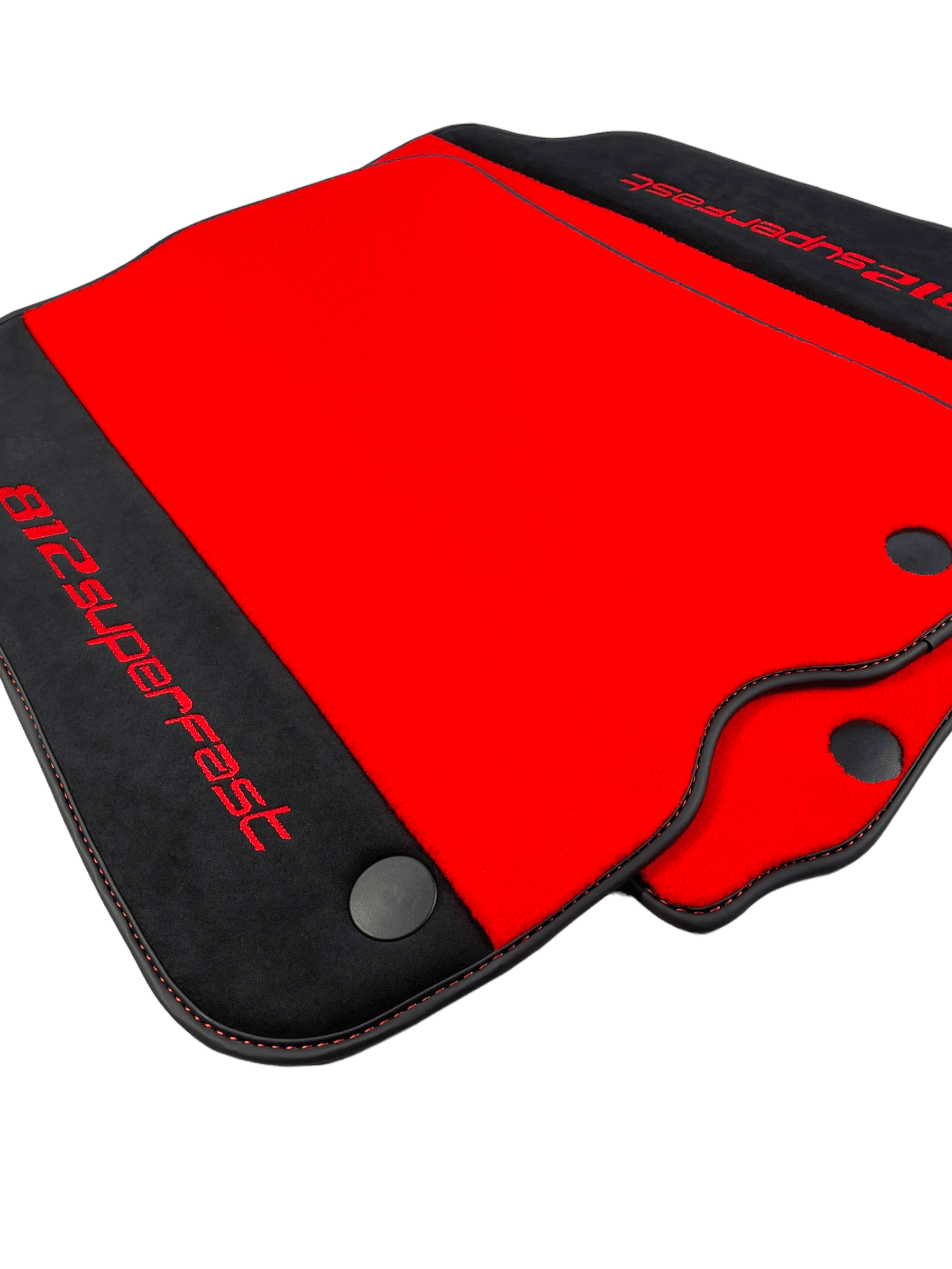Red Floor Mats For Ferrari 812 Superfast With Alcantara Leather - AutoWin