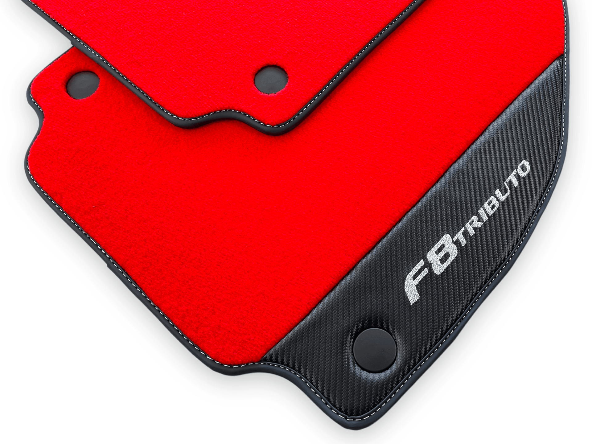 Red Floor Mats For Ferrari F8 Tributo 2019-2022 With Carbon Leather - AutoWin