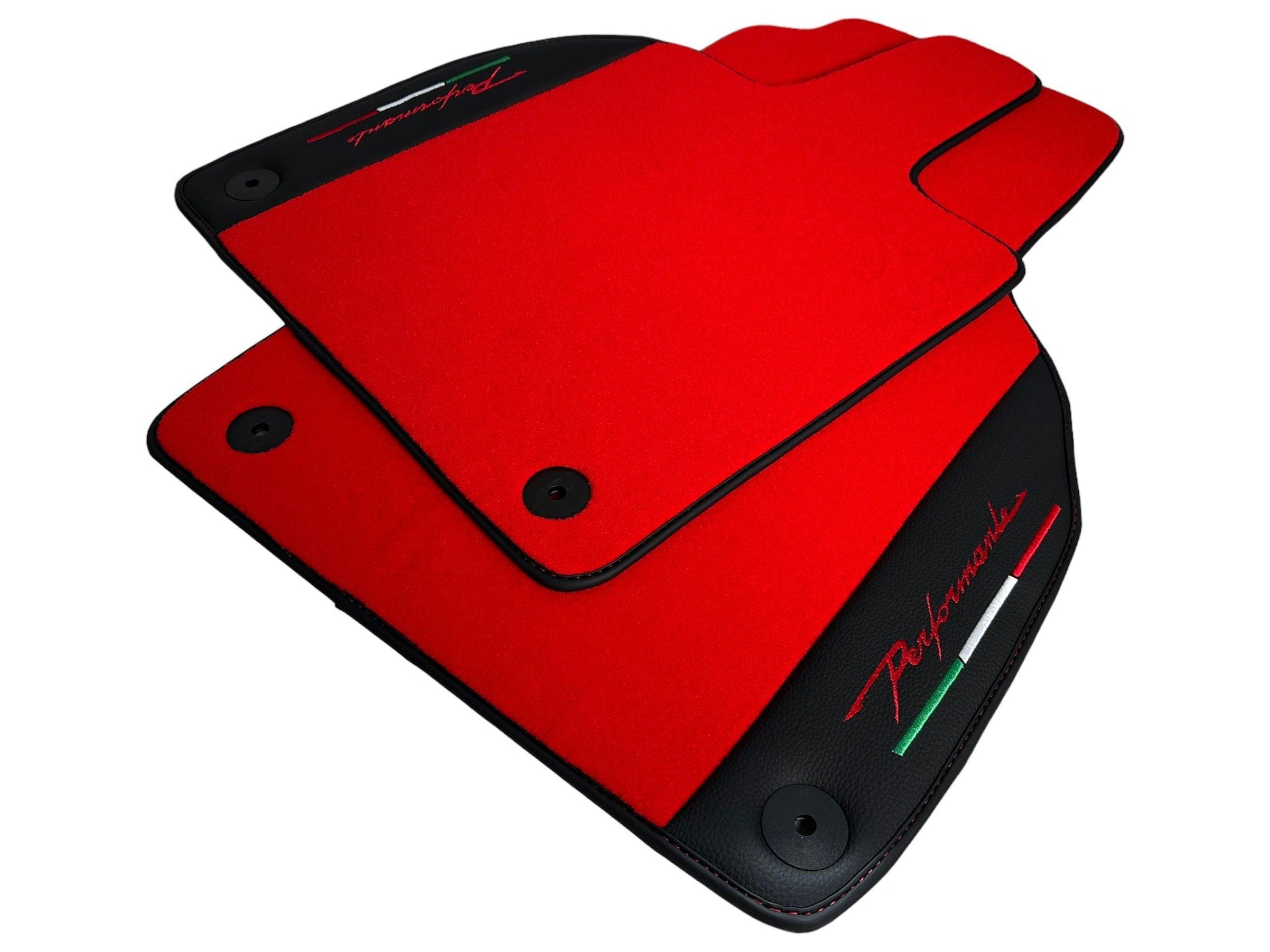 Red Floor Mats for Lamborghini Aventador With Black Leather - AutoWin
