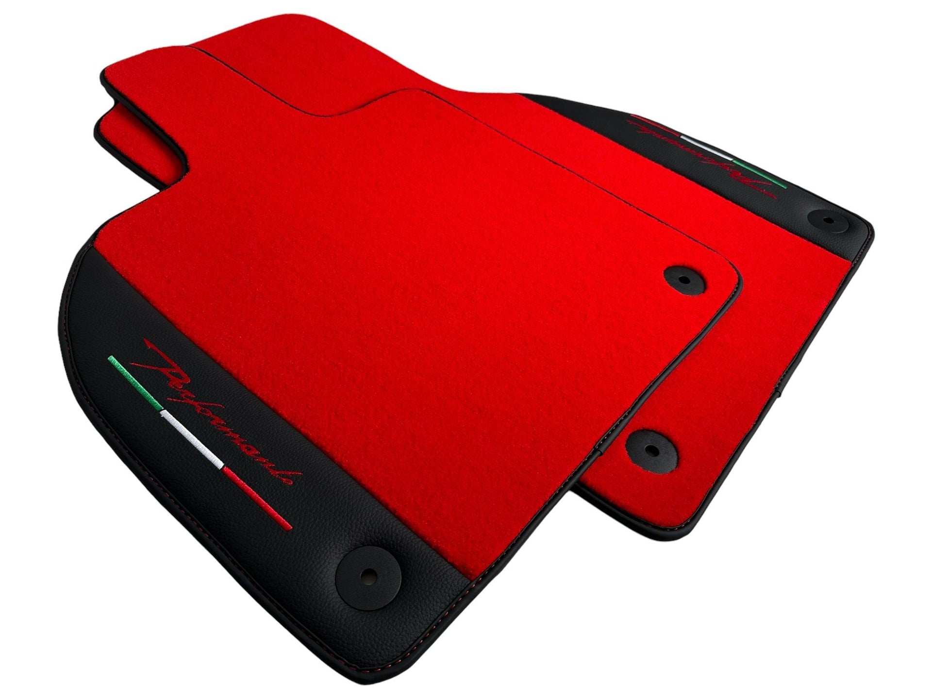 Red Floor Mats for Lamborghini Aventador With Black Leather - AutoWin
