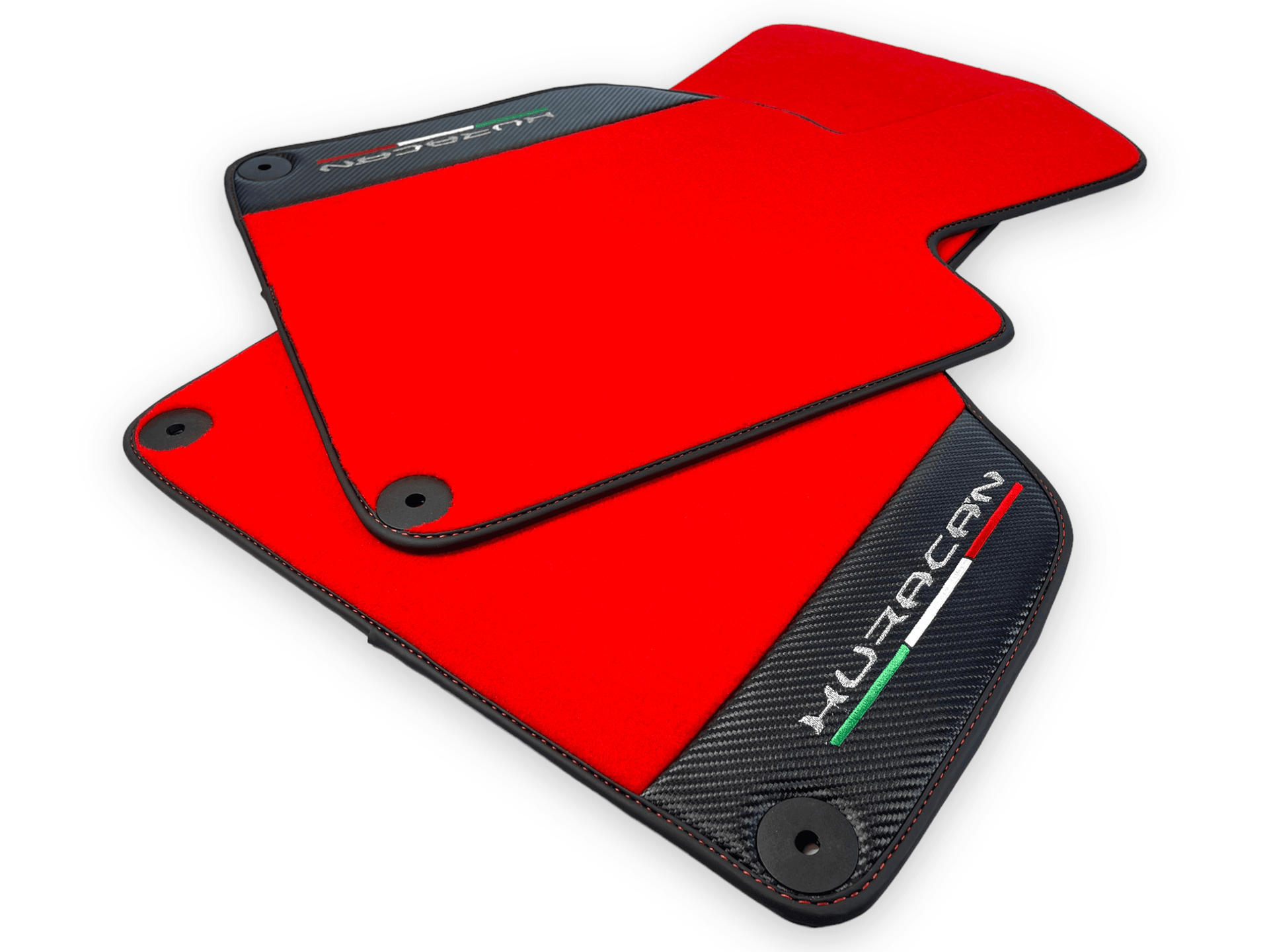 Red Floor Mats for Lamborghini Huracan With Carbon Fiber Leather - AutoWin