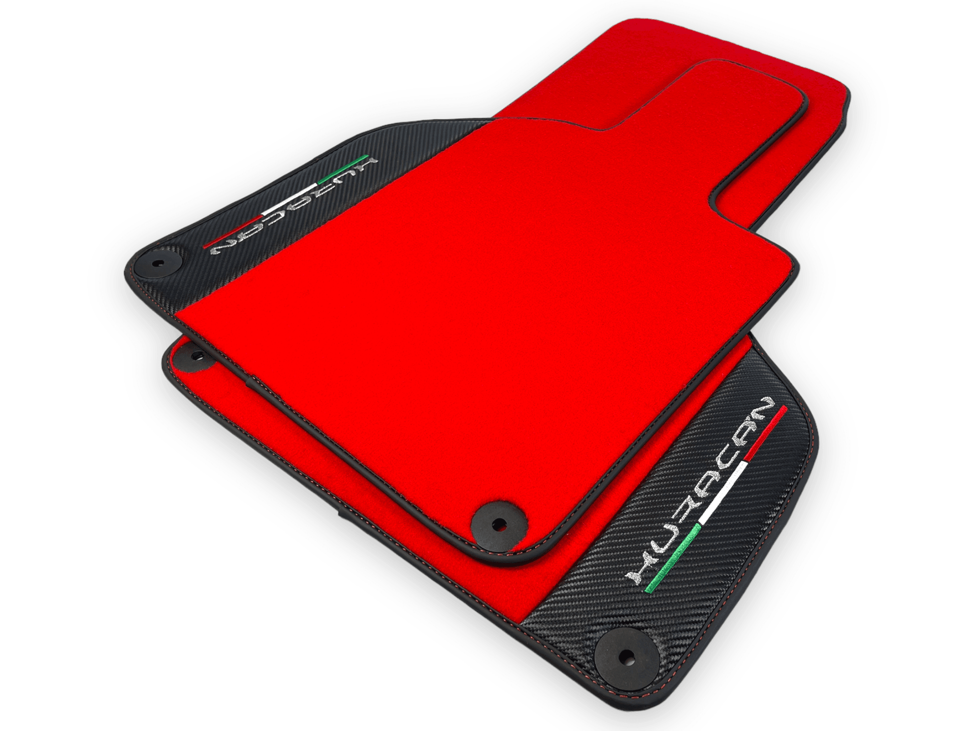 Red Floor Mats for Lamborghini Huracan With Carbon Fiber Leather - AutoWin