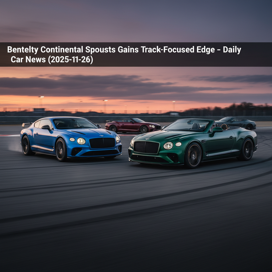 Editorial, photo-realistic HERO for an automotive daily news article titled "Bentley Continental Supersports Gains Track-Focused Edge – Daily Car News