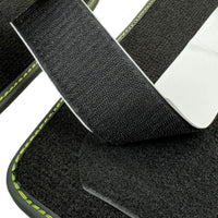 Black Floor Mats for Lamborghini Huracan Tecnica with Alcantara Leather | Green Edition - AutoWin