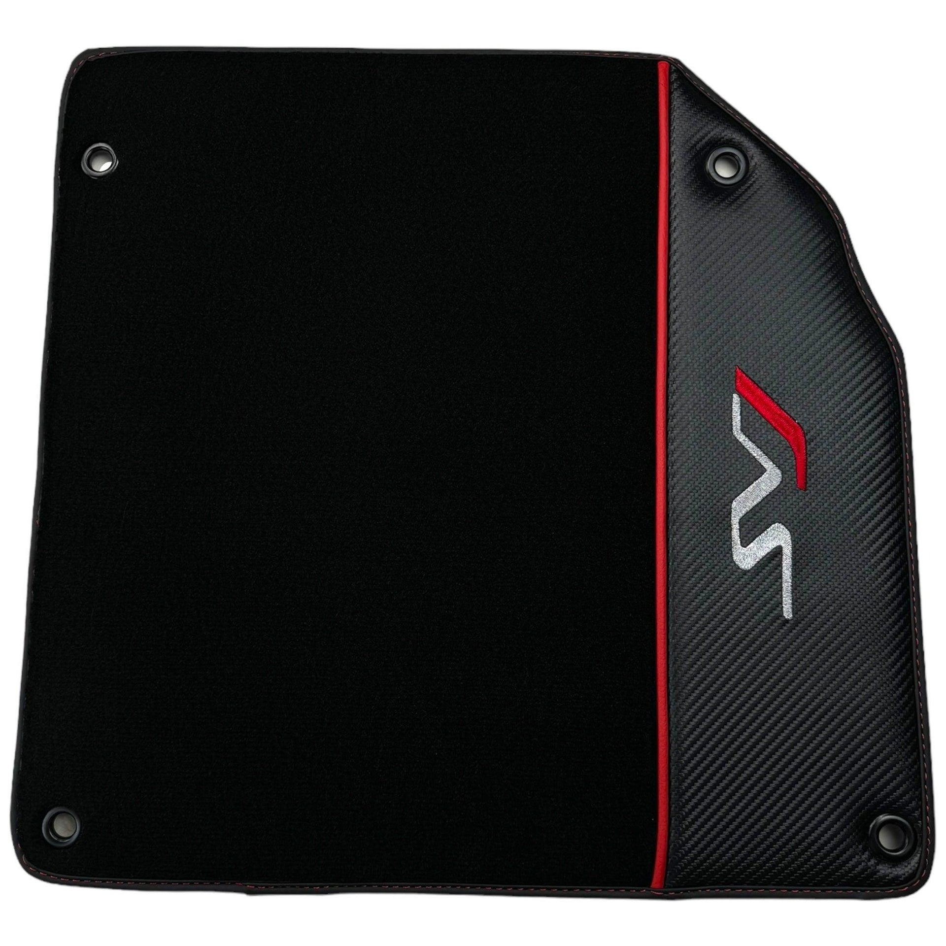 Black Floor Mats for Lamborghini Aventador SVJ with Carbon Fiber - AutoWin