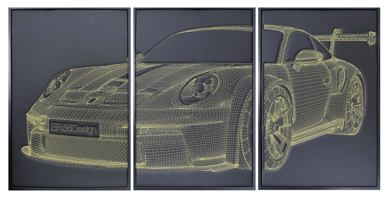 Luksusowa skórzana dekoracja ścienna 3D inspirowana Porsche 911 GT3