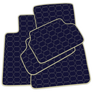 Customized Design Dark Blue Leather Floor Mats for BMW G20 4-door Sedan (2019-2024) with Hexagon Hex Pattern