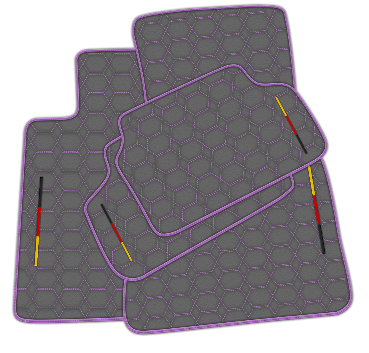 Gray Leather Floor Mats for BMW G20 4-door Sedan (2019-2024) with Hexagon Hex Pattern