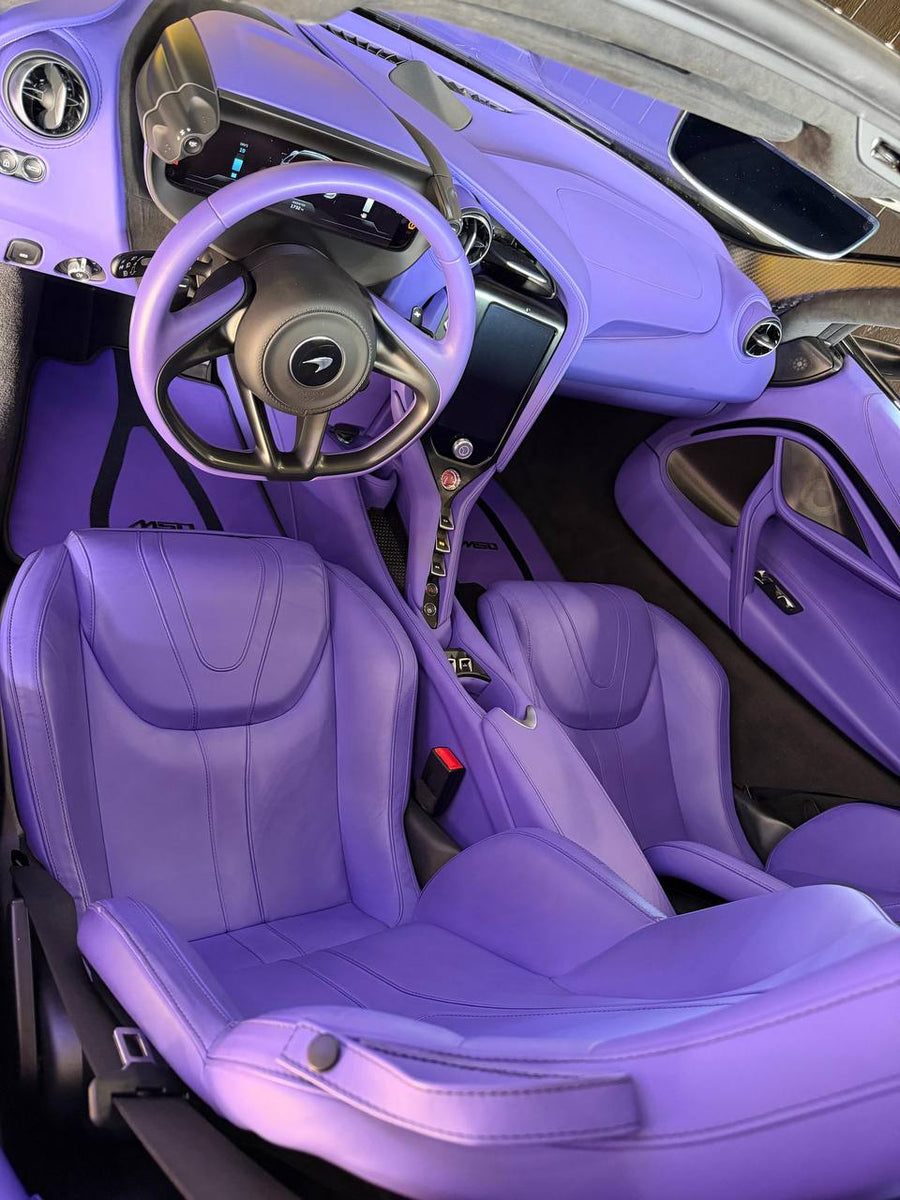 Fioletowe skórzane Dywaniki samochodowe z wzorem A1 dla McLaren 750S (2023-2026)