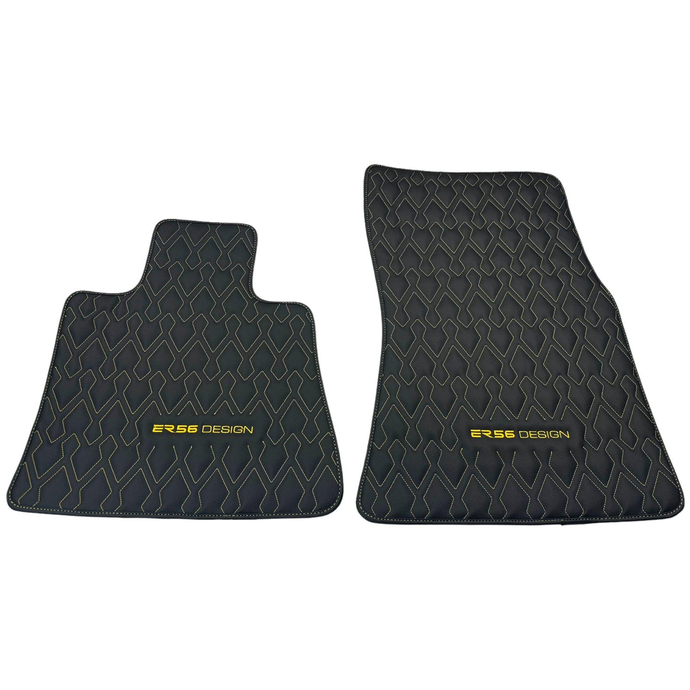 Black Leather Floor Mats for Rolls-Royce Cullinan RR31 (2018-2023) ER56 Design - AutoWin
