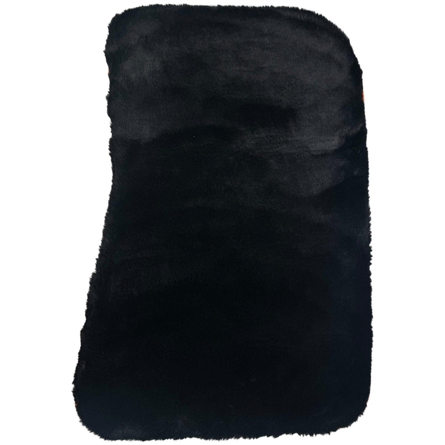 Black Sheepskin Floor Mats for Rolls-Royce Ghost Series II (2021-2024) I Orange Leather Trim - AutoWin