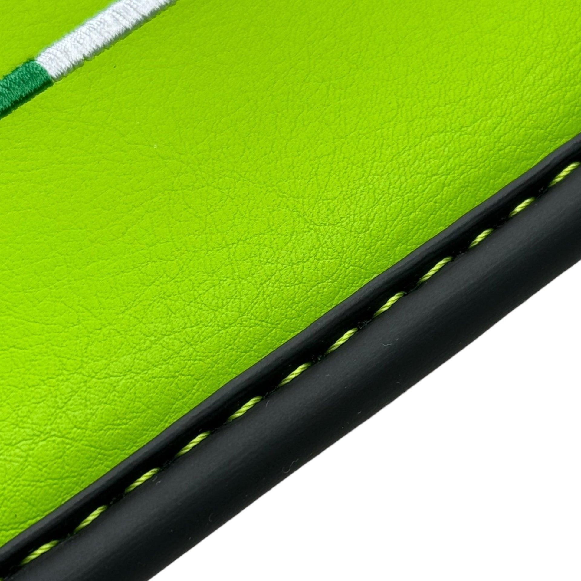 Black Floor Mats for Lamborghini Urus with Green Leather | Black Logo - AutoWin