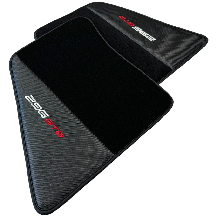 Black Floor Mats for Ferrari 296 GTB (2022-2024) with Carbon Fiber - AutoWin
