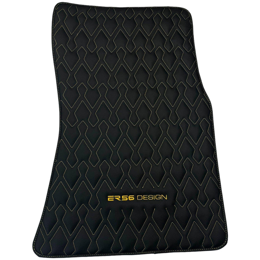 Black Leather Floor Mats for Rolls-Royce Phantom VIII (2017-2024) ER56 Design - AutoWin