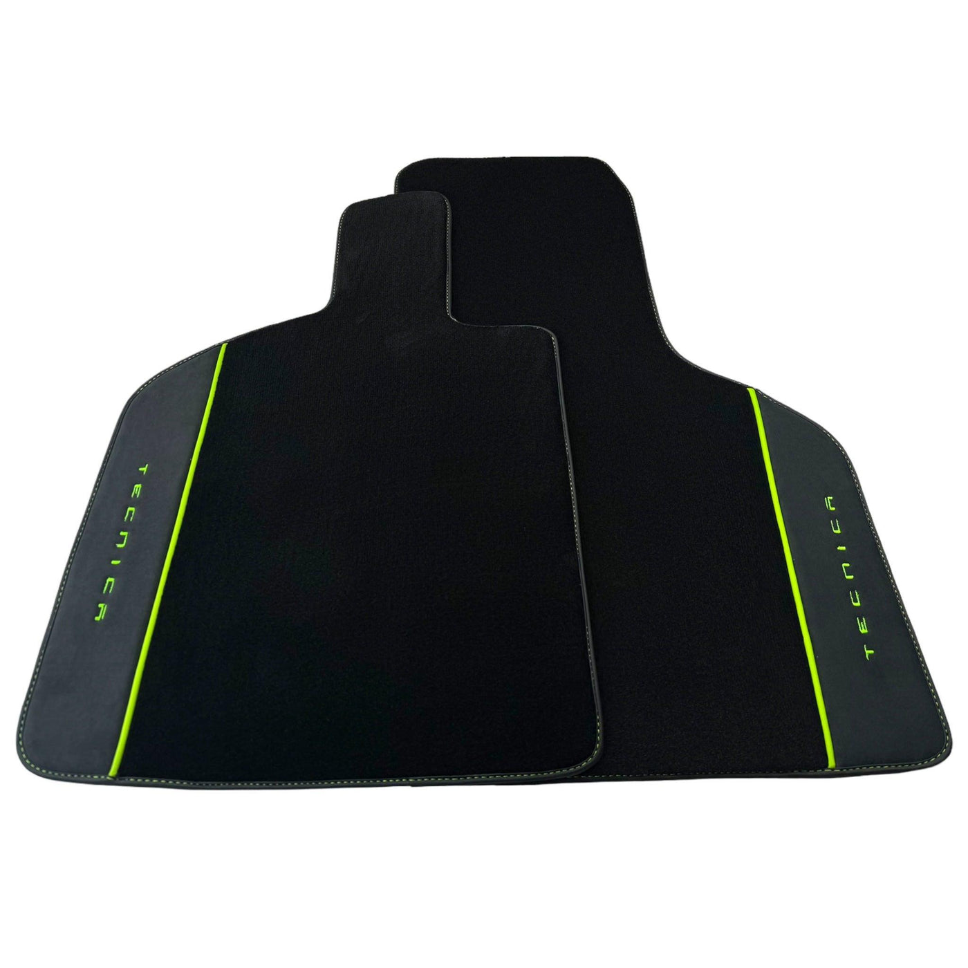 Black Floor Mats for Lamborghini Huracan Tecnica with Alcantara Leather | Green Edition - AutoWin