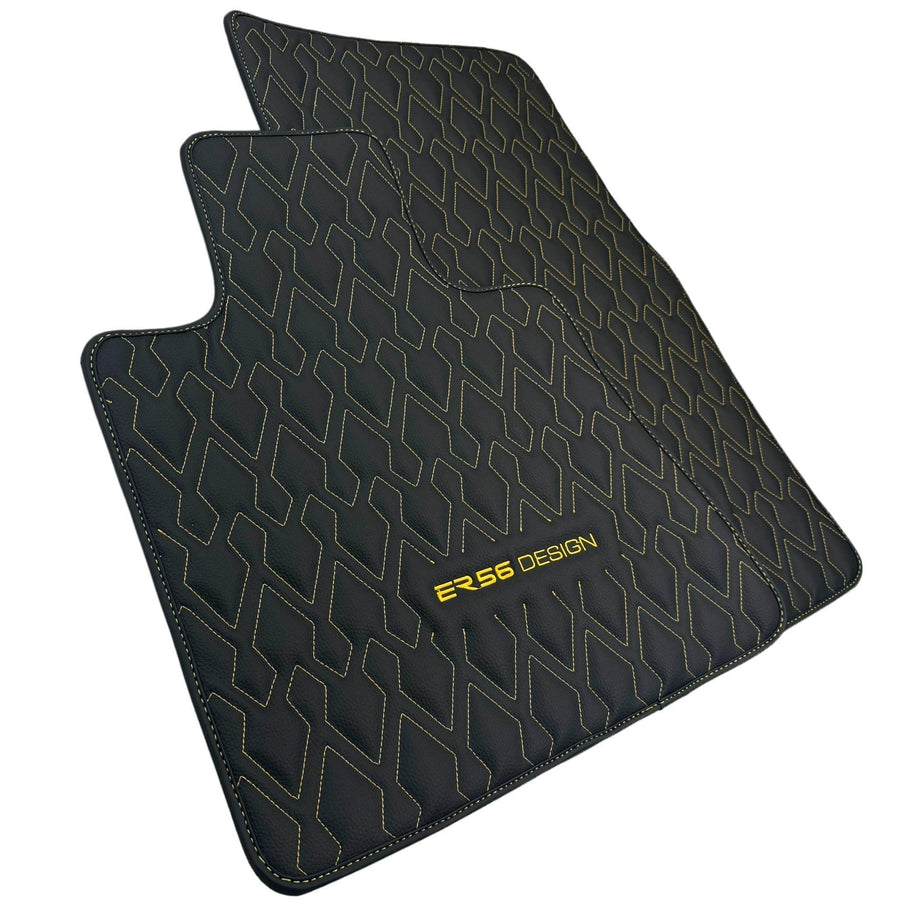 Black Leather Floor Mats for Rolls-Royce Spectre (2023-2024) ER56 Design - AutoWin