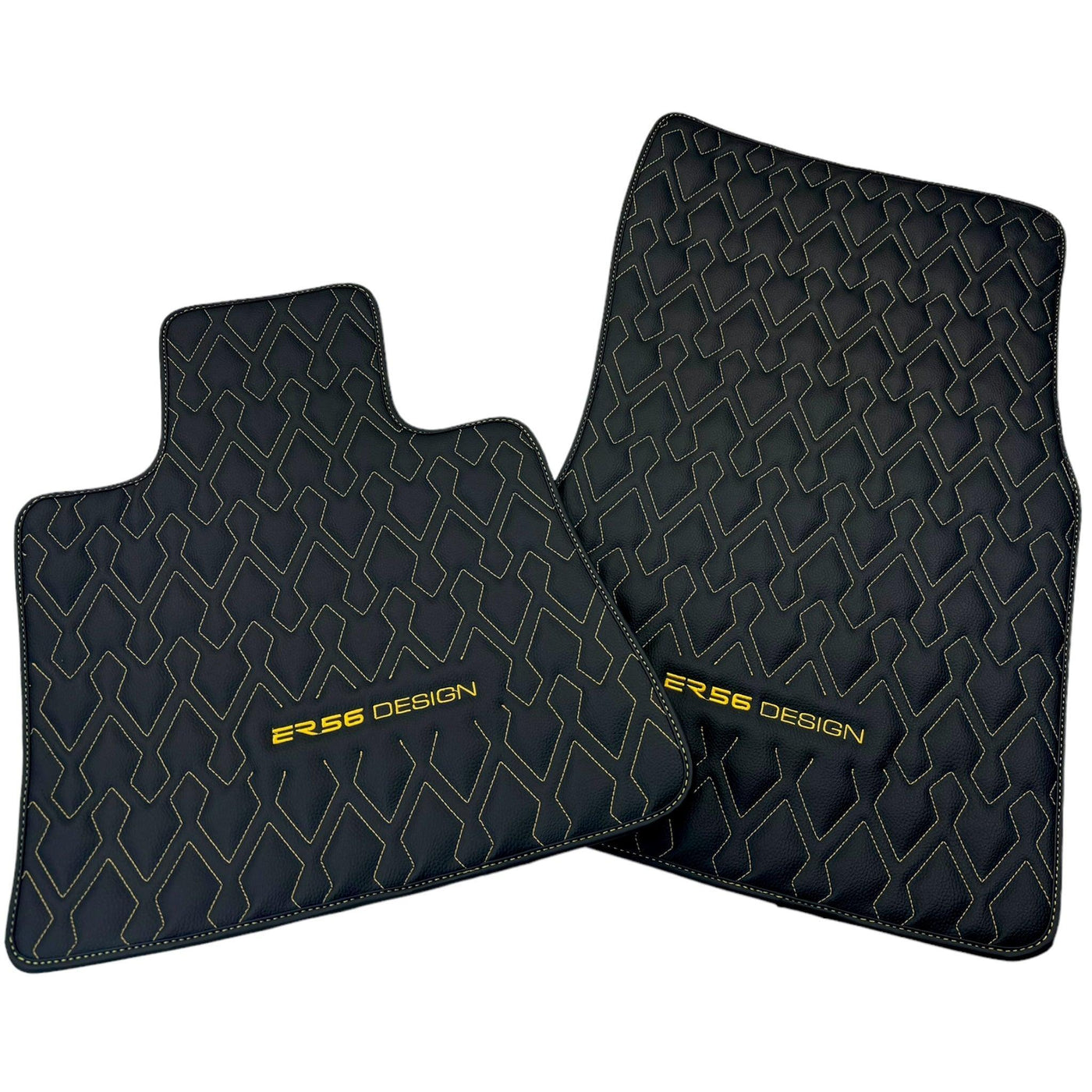Black Leather Floor Mats for Rolls-Royce Cullinan RR31 (2018-2023) ER56 Design - AutoWin