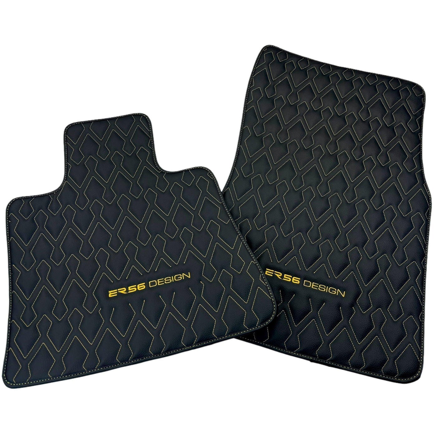 Black Leather Floor Mats for Rolls-Royce Wraith (2013–2023) ER56 Design - AutoWin