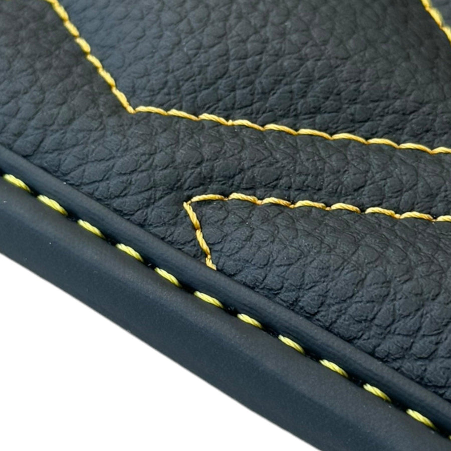 Black Leather Floor Mats for Rolls-Royce Phantom Drophead Coupe (2007-2016) ER56 Design - AutoWin