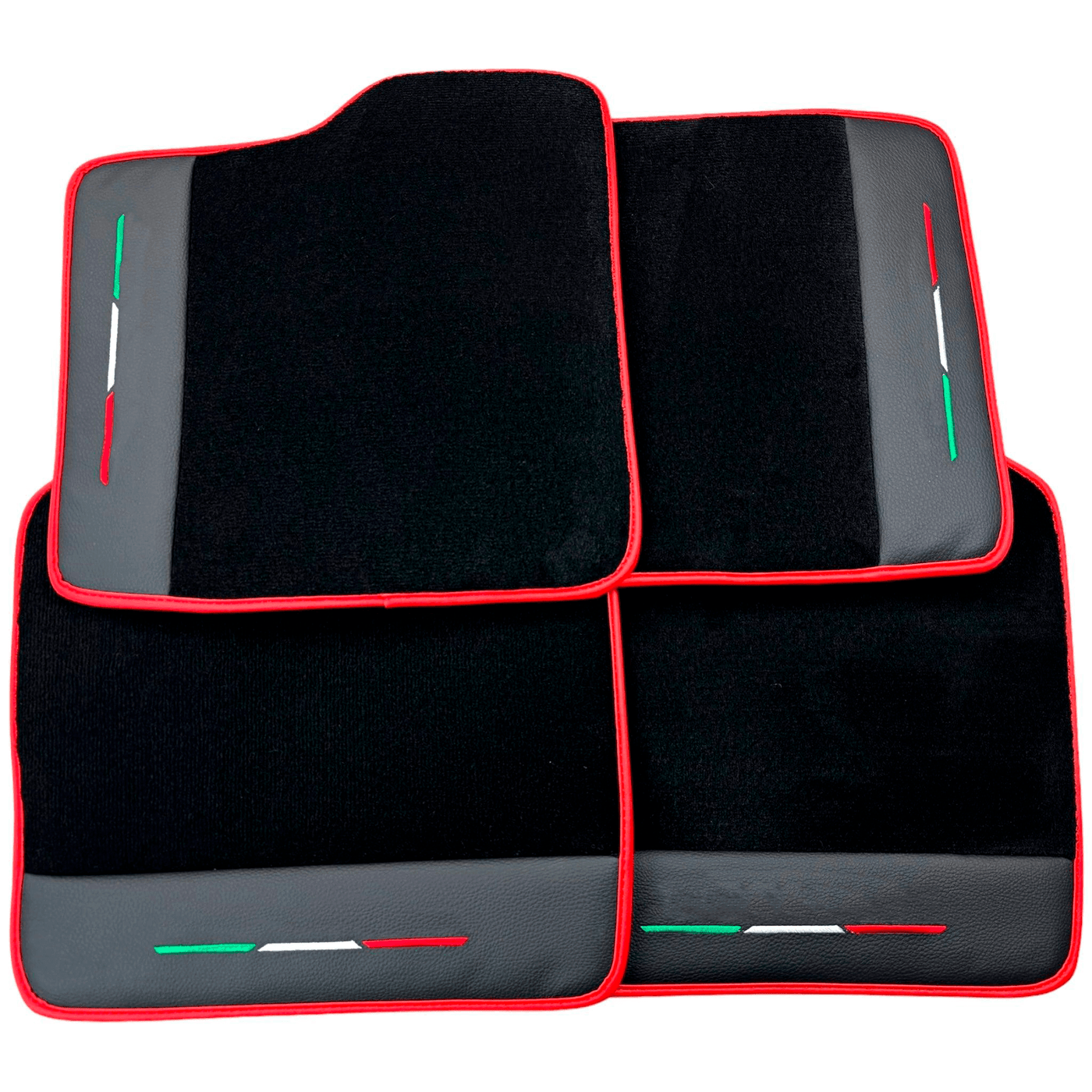 Black Floor Mats for Ferrari Purosangue with Leather and Red Trim | Italian Edition - AutoWin