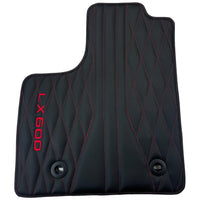 Leather Floor Mats for Lexus LX 600 (2022-2024) with Red Stitching - AutoWin