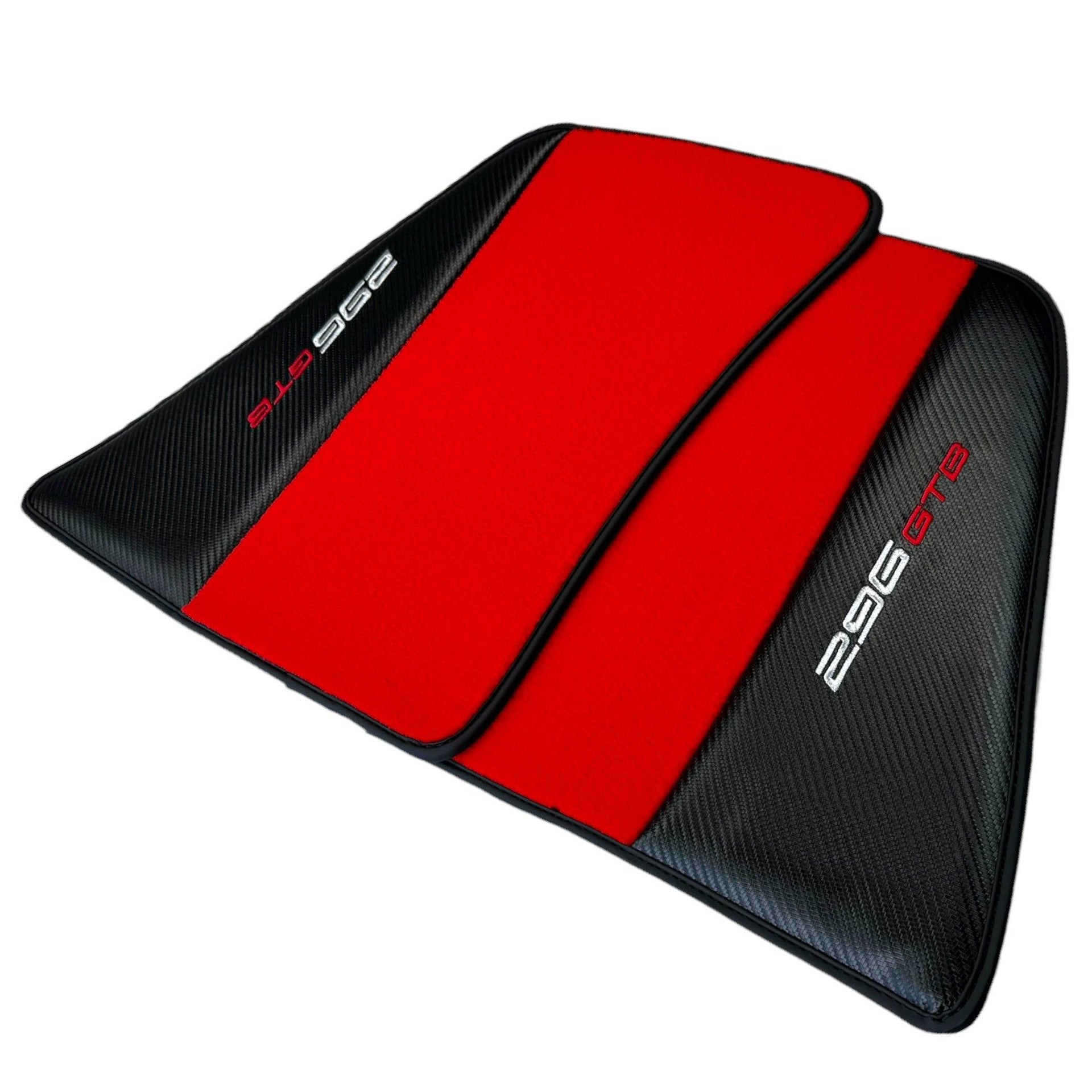 Red Floor Mats for Ferrari 296 GTB (2022-2024) with Carbon Fiber - AutoWin