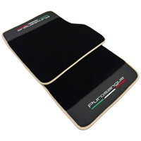 Black Floor Mats for Ferrari Purosangue with Leather and Beige Trim | Italian Edition - AutoWin