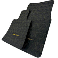 Black Leather Floor Mats for Rolls-Royce Phantom Drophead Coupe (2007-2016) ER56 Design - AutoWin