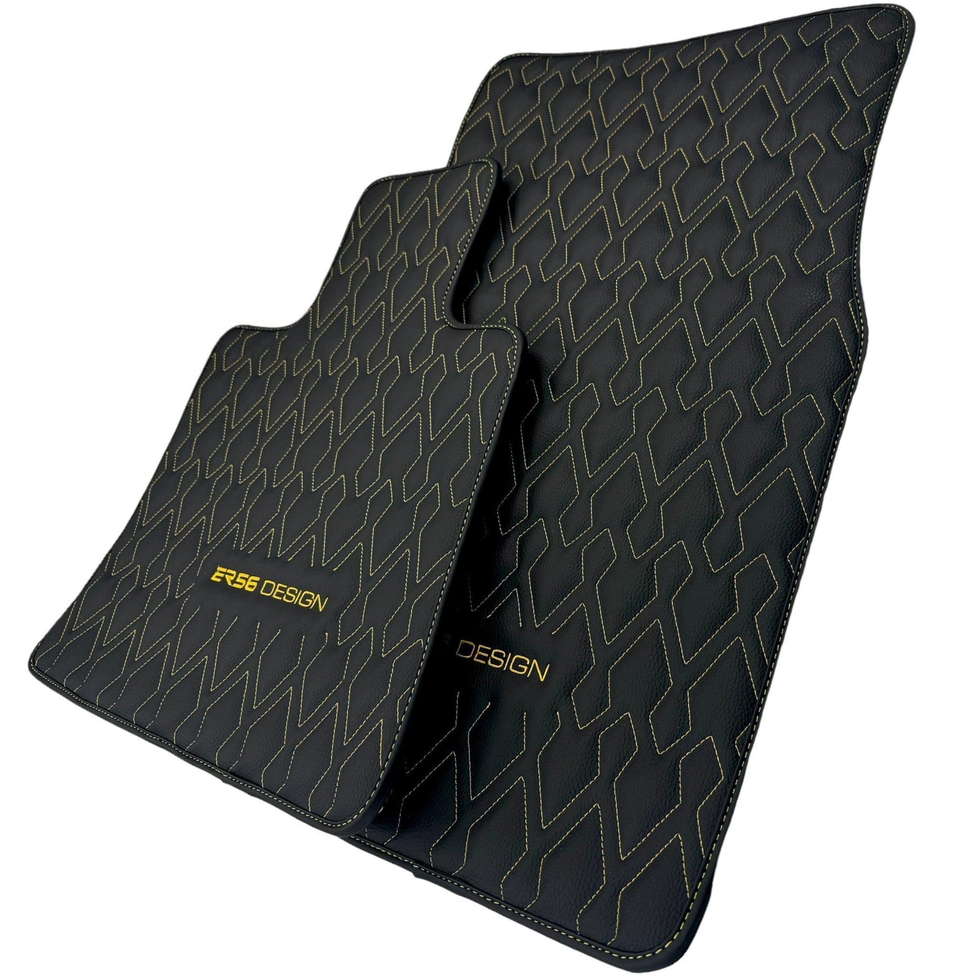 Black Leather Floor Mats for Rolls-Royce Ghost Series II (2021-2024) ER56 Design - AutoWin