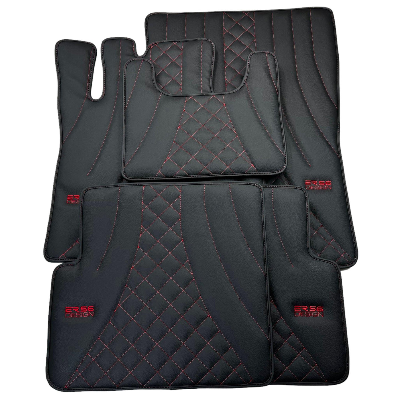 Black Leather Floor Mats for Mercedes-Benz G Class W463 (2008-2018) ER56 Design - AutoWin