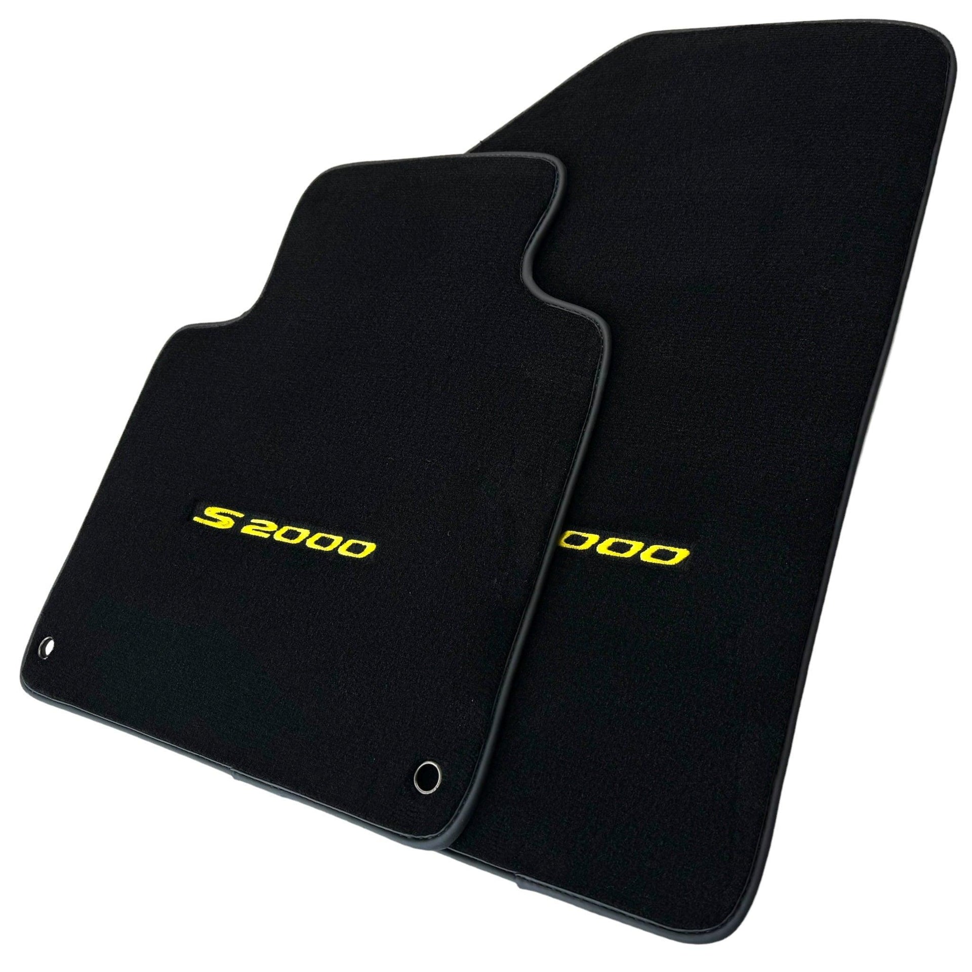 Floor Mats for Honda S2000 (1999–2004) Black Tailored with Yellow S2000 Logo - AutoWin