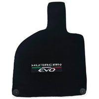 Black Floor Mats for Lamborghini Huracan EVO (2014-2023) with White Trim - AutoWin