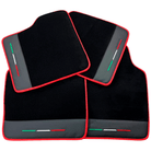 Black Floor Mats for Ferrari Purosangue with Leather and Red Trim | Italian Edition - AutoWin
