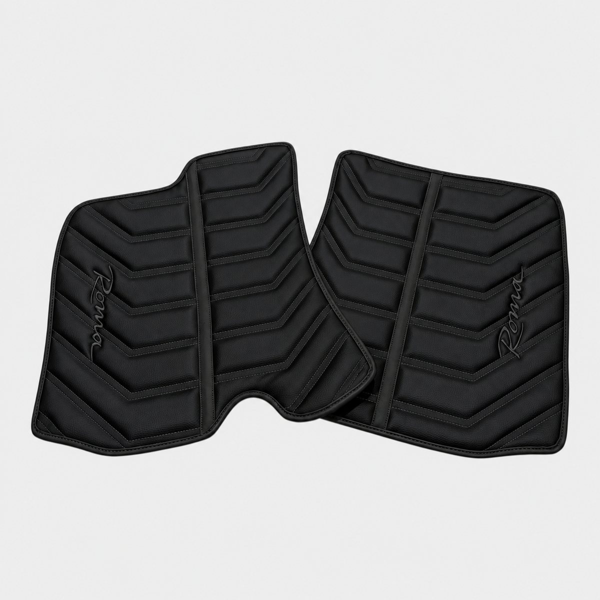 Black Leather Floor Mats for Ferrari Roma (2021-2027) Yellow Sewing