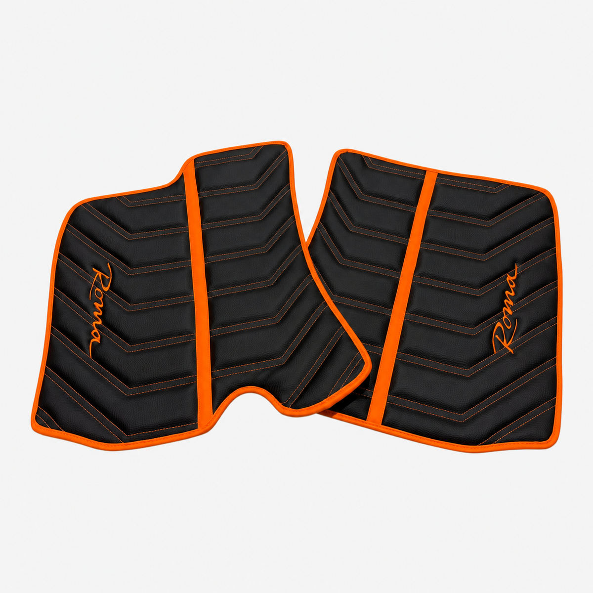 Black Leather Floor Mats for Ferrari Roma (2021-2027) Yellow Sewing