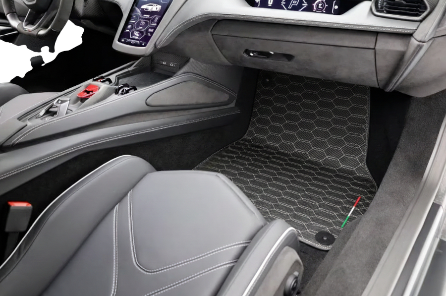 Carbon Fiber Leather Floor Mats for Lamborghini Revuelto (2024-2026)