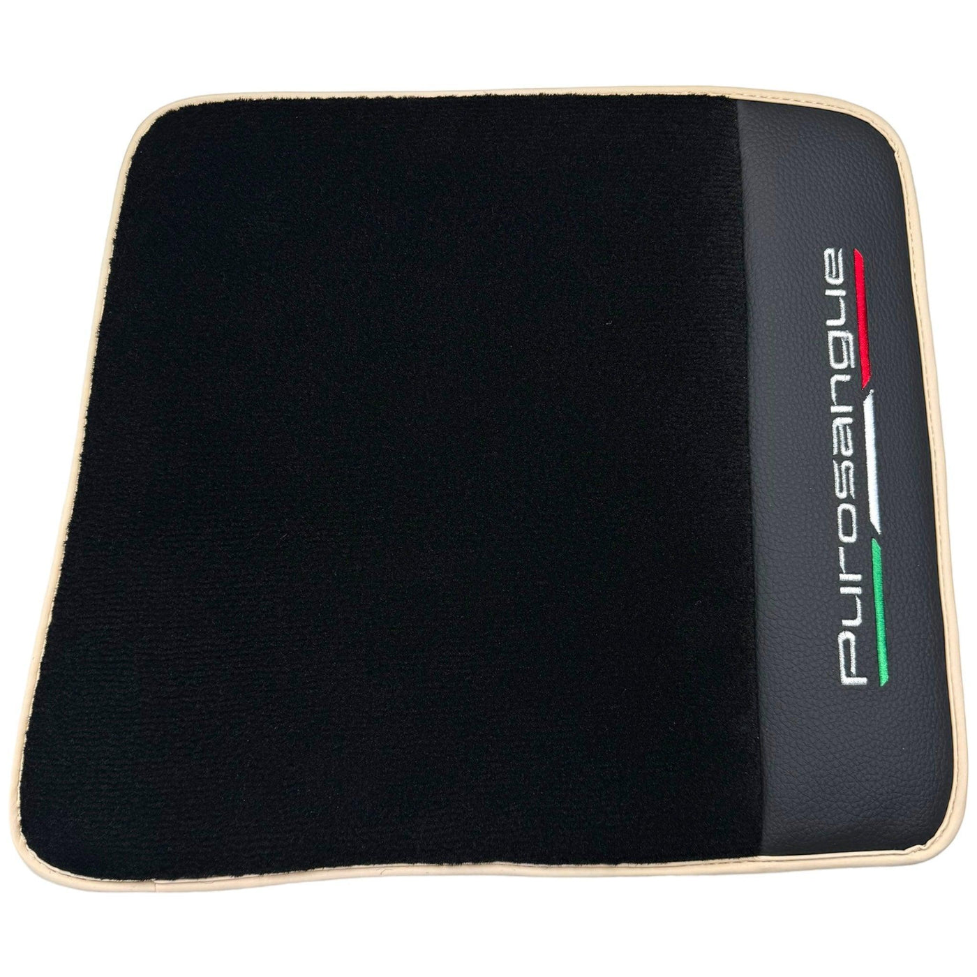 Black Floor Mats for Ferrari Purosangue with Leather and Beige Trim | Italian Edition - AutoWin