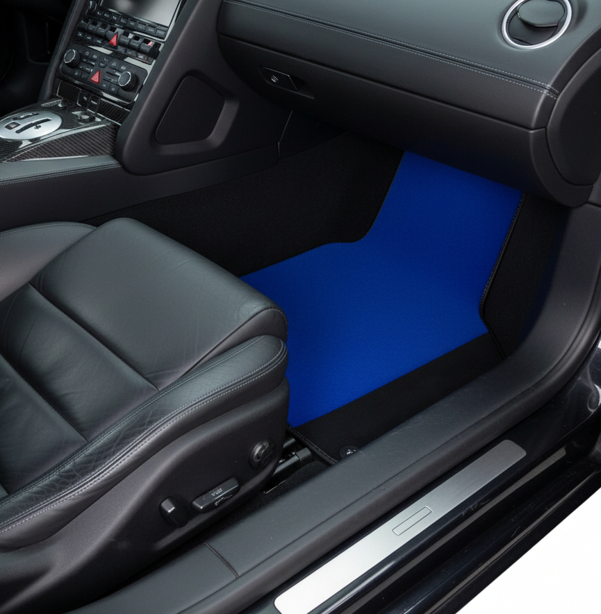 Personalizowane niebieskie dywaniki samochodowe do Lamborghini Gallardo z Alcantarą