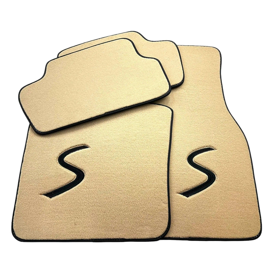 Beige Floor Mats for Mini Cabrio R56 Convertible (2009-2016) - AutoWin