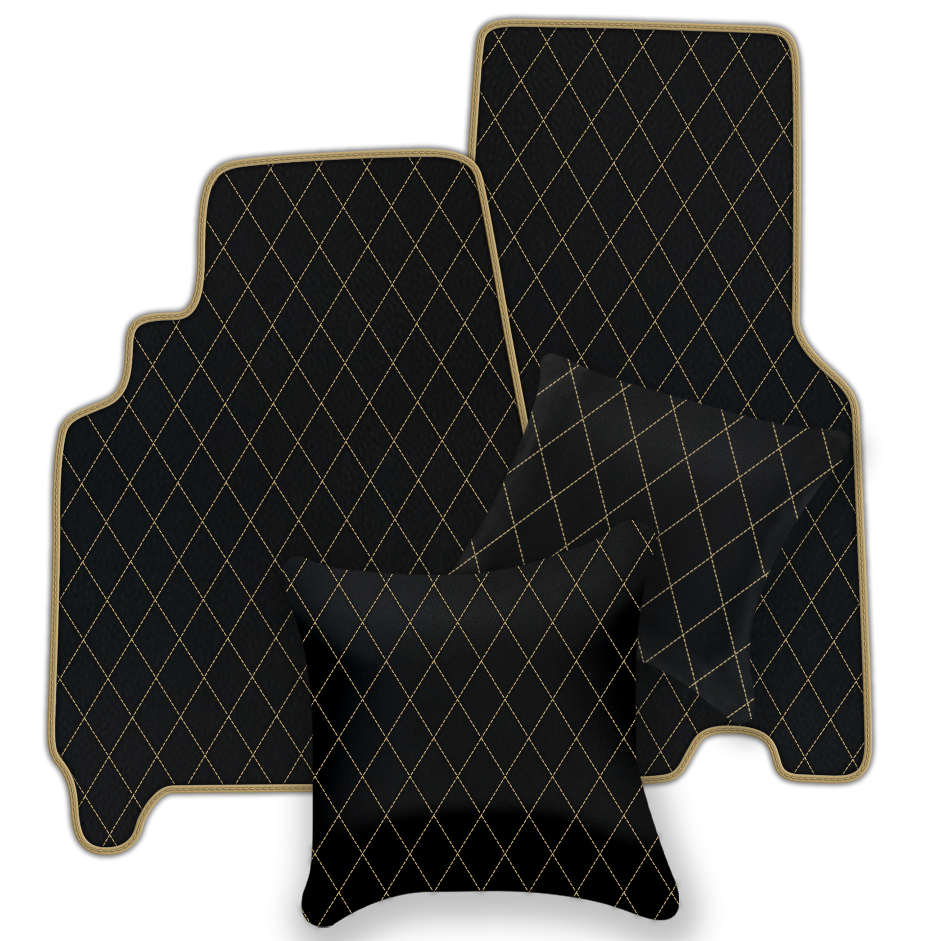 Customizable Leather Floor Mats with Double Diamond Pattern for Ferrari 550 Maranello (1996-2002) - AutoWin