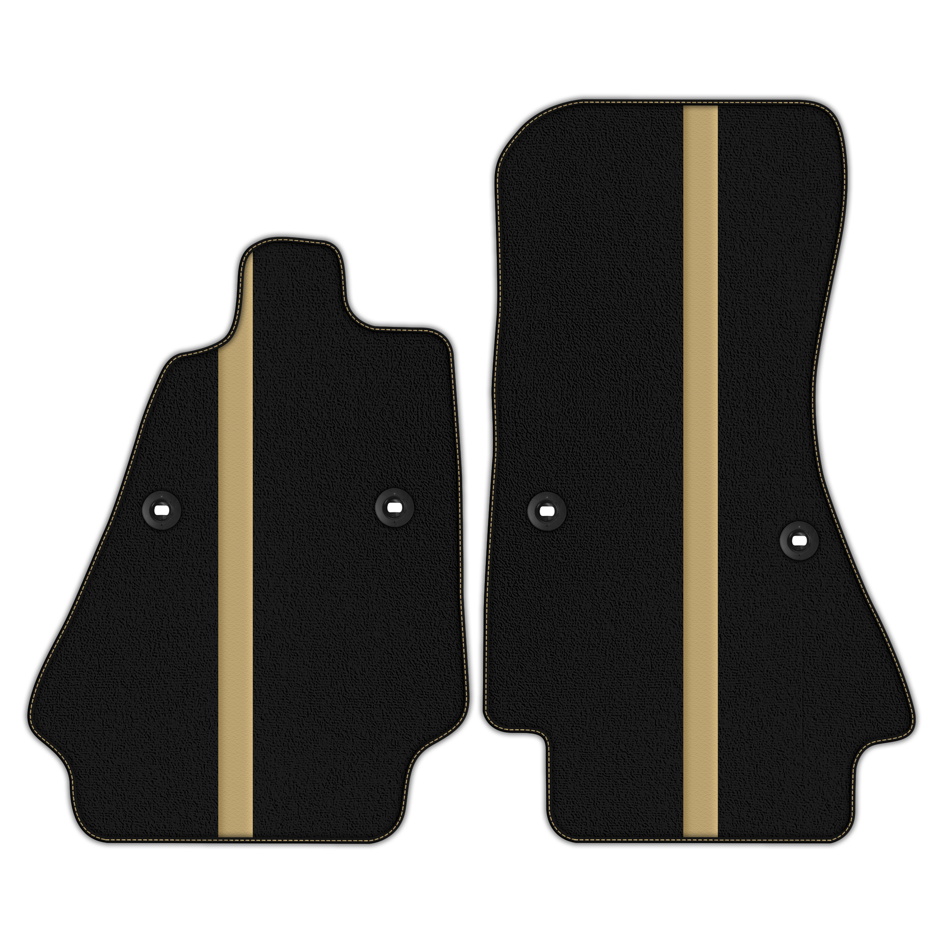 Black Floor Mats with Leather Line for Bugatti Chiron (2016-2022) - Various Colors