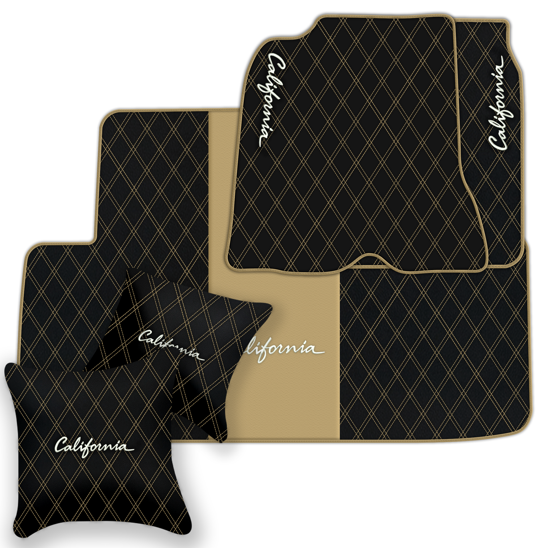 Orange Stitching Black Leather Floor Mats for Lamborghini Urus