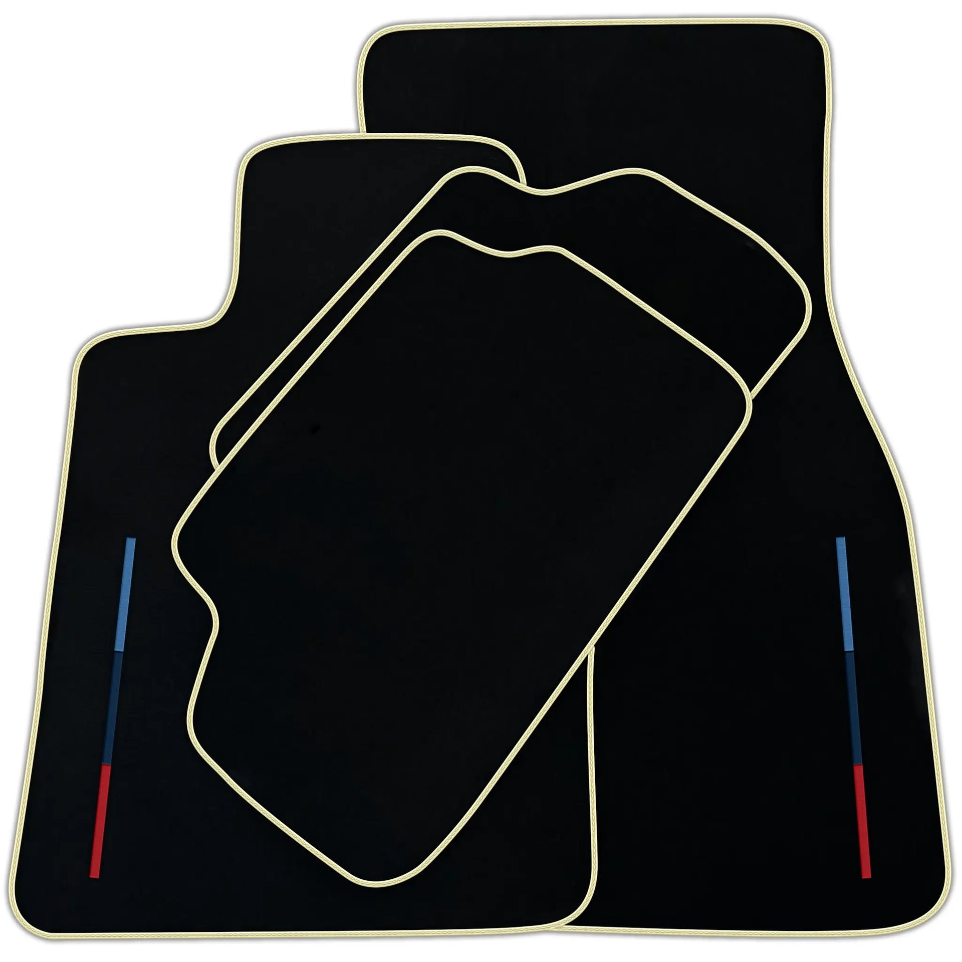 Black Floor Mats For BMW 1 Series E88 Convertible With 3 Color Stripes Tailored Set Perfect Fit | Various Trim Colors